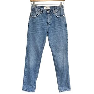 Free People We The Free Curvy Siren Low Rise Straight Jeans Womens 25 Blue Denim